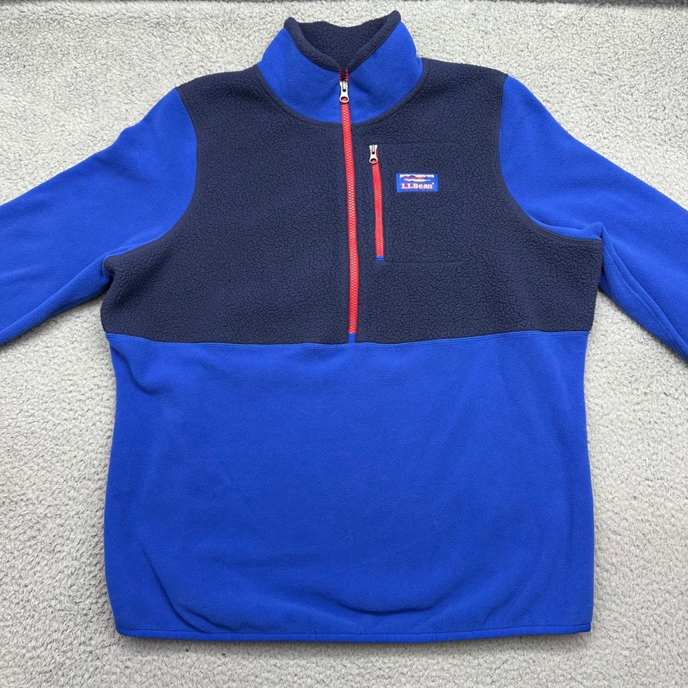 LL Bean 501068 Womens XL Blue Navy 1/4 Zip Polartec Fleece Pullover Jacket Shirt - Picture 9 of 11
